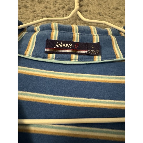 Johnnie-O Polo Shirt Men's L Performance Golf Striped Stretch Active - Picture 2 of 8